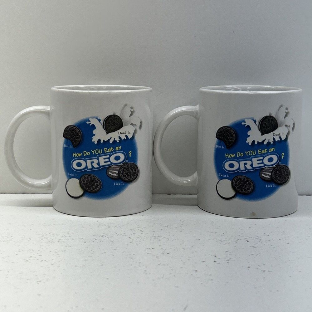 Vintage OREO Cookies Coffee Mugs Cups - Set of 2